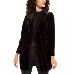Alfani Womens Medium Velvet Midi Length Open‎ Blazer Shawl-Collar Black NWT